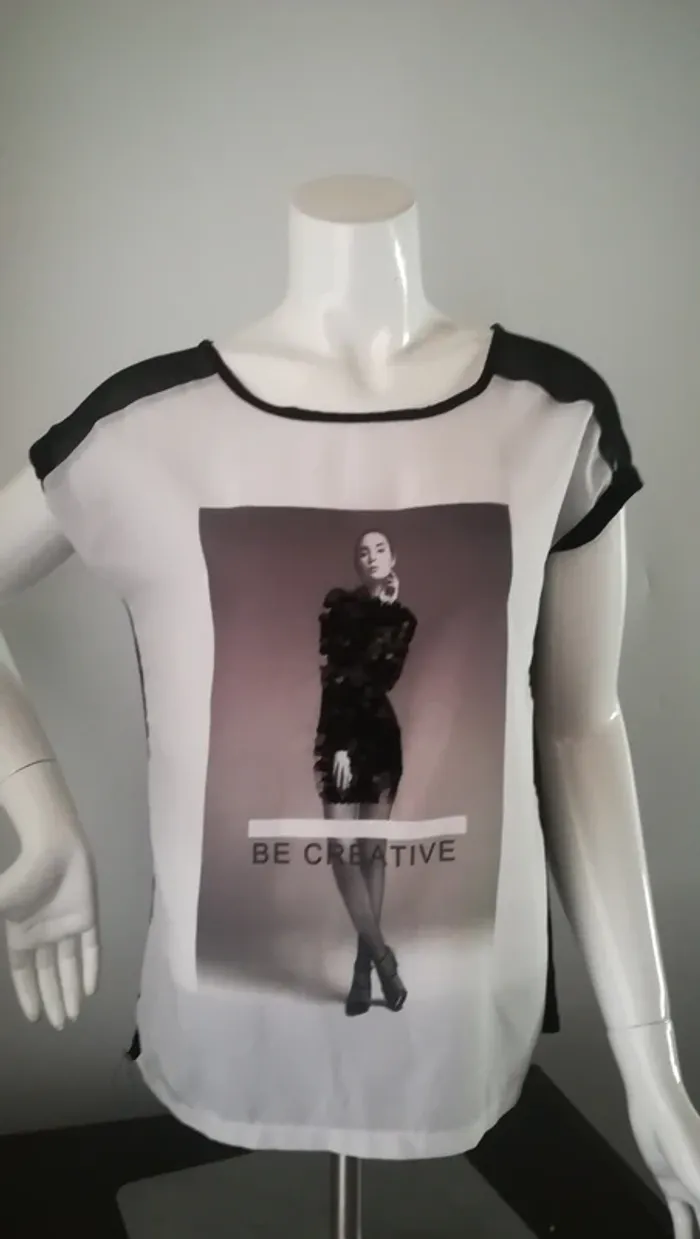 Tee-shirt femme strass noir