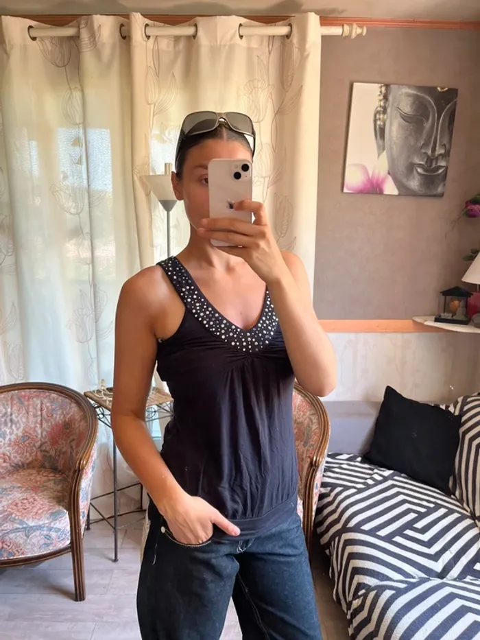 Débardeur bohème y2k 2000yer strass siren office - photo numéro 2