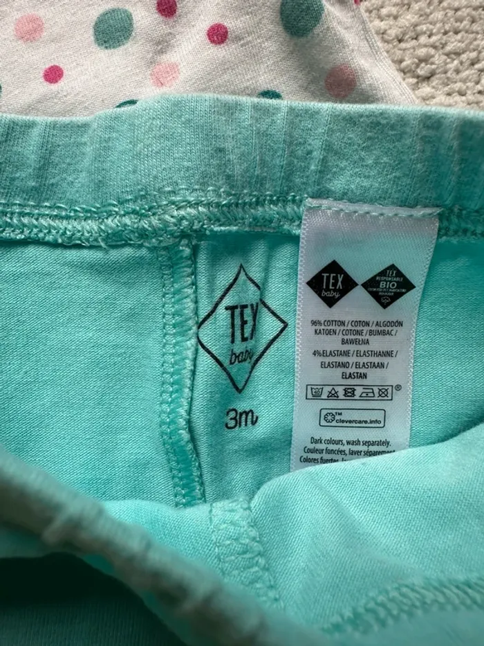 Lot fille 1-3 mois teeshirt pois + 2 leggings pantacourt - photo numéro 8