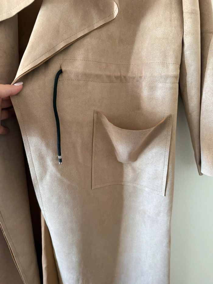 Veste longue effet daim beige - photo numéro 5