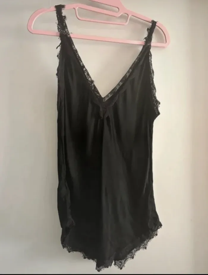 Débardeur Sexy en Satin Noir - Taille 38 - photo numéro 3