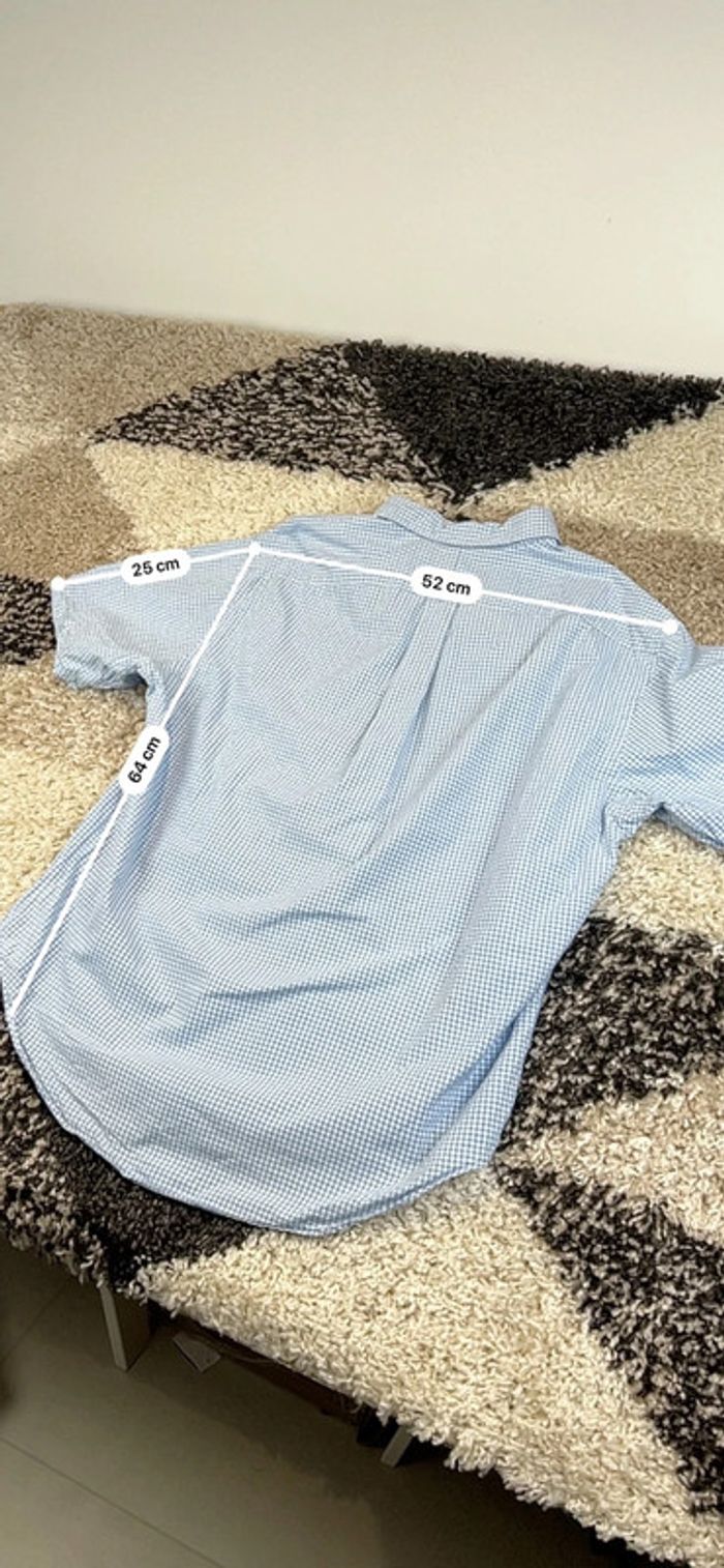 Chemise Ralph Lauren à carreaux bleu et blanc logo rose taille XL style old money - photo numéro 12