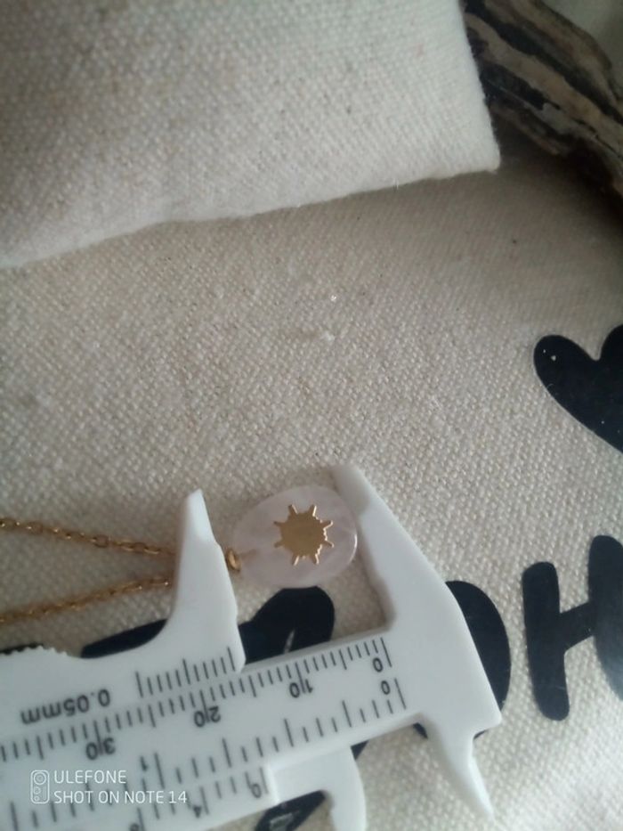 Collier quartz rose soleil doré - photo numéro 2