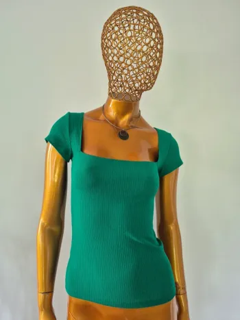 Tee-shirt Vert Manches Courtes Femme Taille M/38