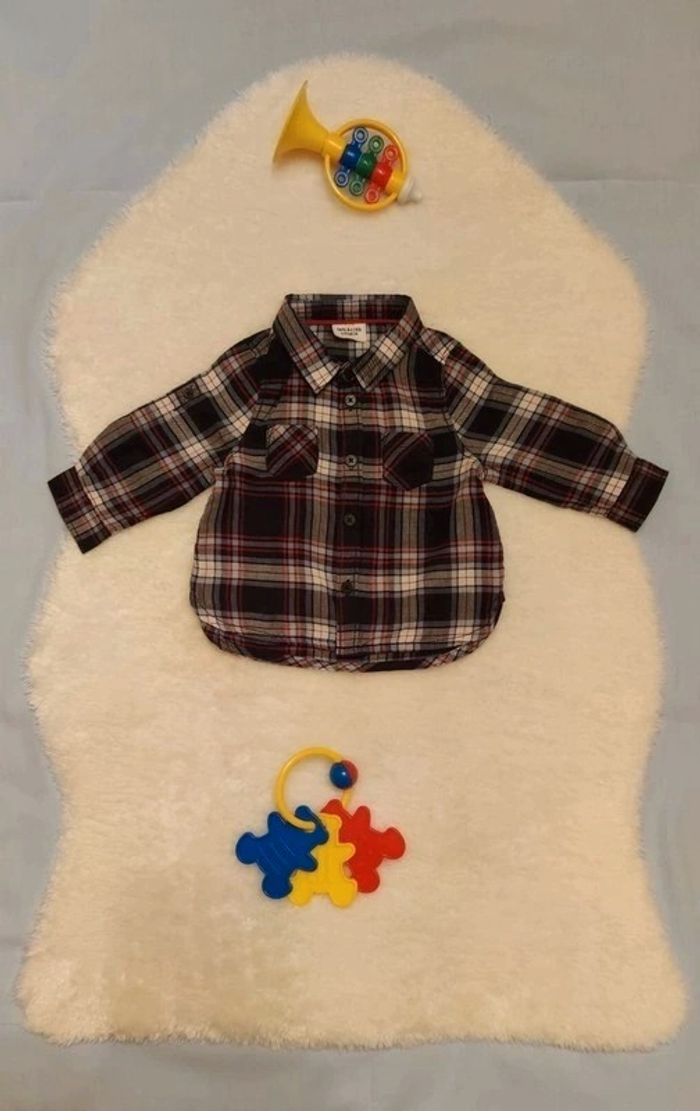 Chemise manches longues à carreaux style Camionneurs / Bûcherons T. 6 mois TAO 💮100% Coton