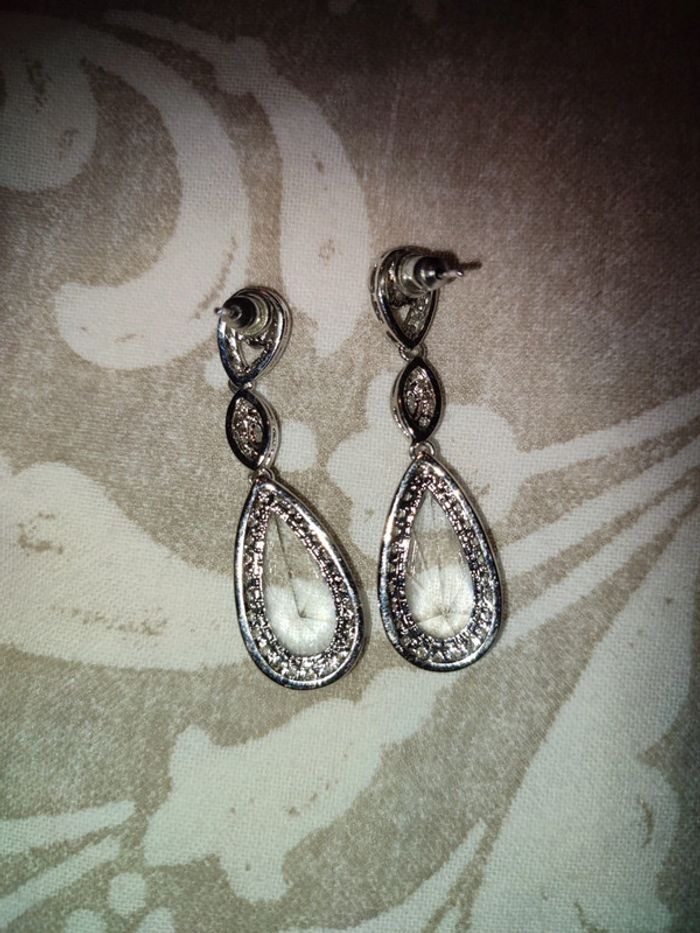 Boucles d'oreille fantaisie imitation diamants - photo numéro 2