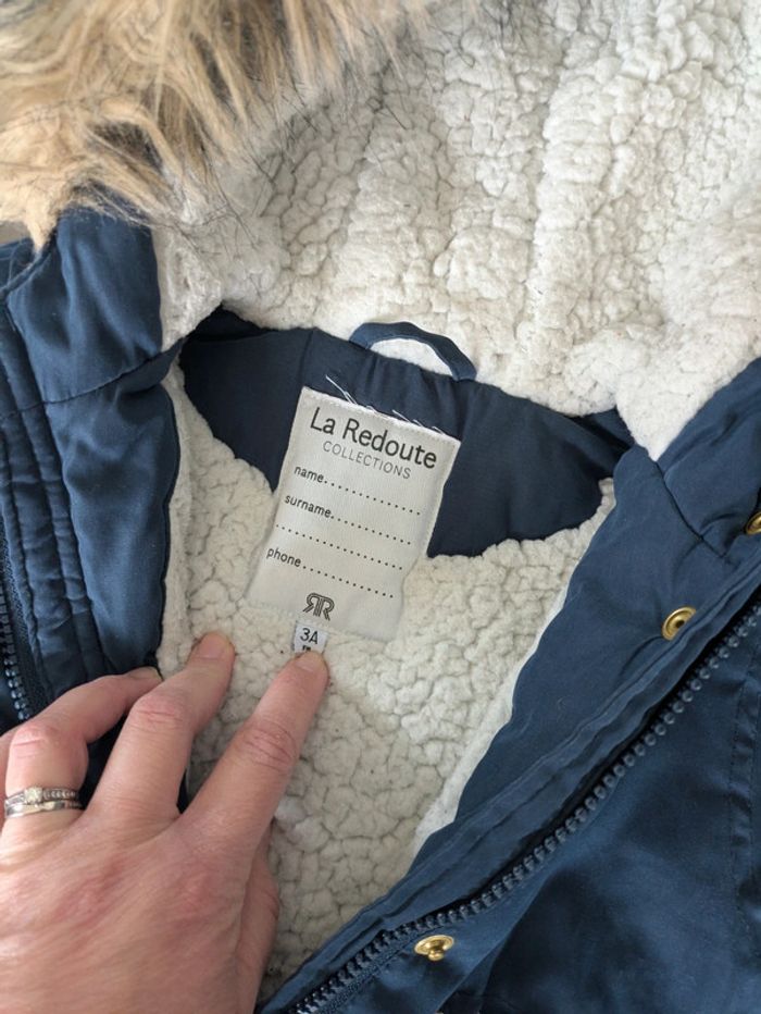 Manteau veste parka bleu marine fourré La redoute 3 ans - photo numéro 4