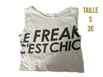 Top oversize blanc avec imprimés noirs Dieforit taille S très bon état