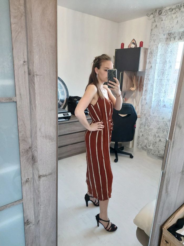Combipantalon femme rayé marron et blanc t34 - photo numéro 2
