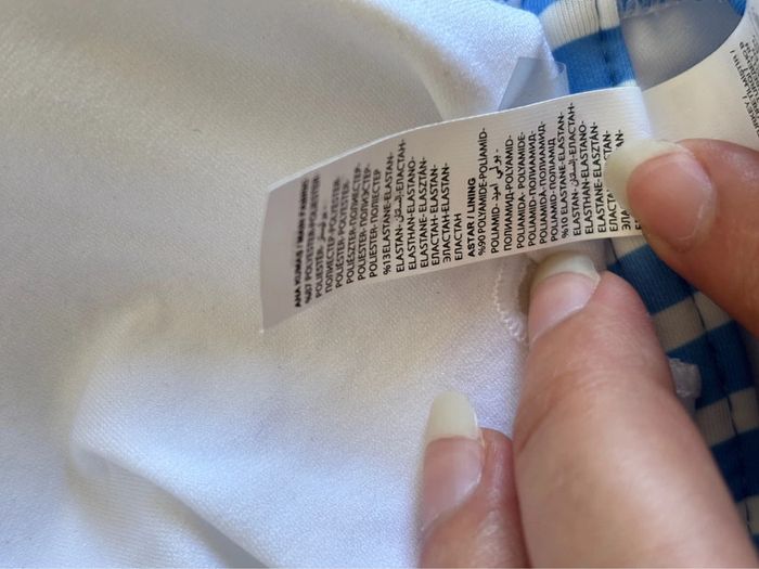Haut de maillot de bain bikini bleu blanc rayé penti taille XS/34 neuf - photo numéro 6