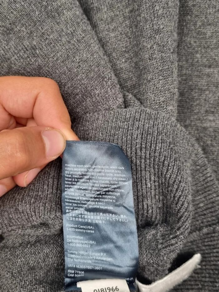 Pull col V Tommy Hilfiger gris, L Hommes - photo numéro 9