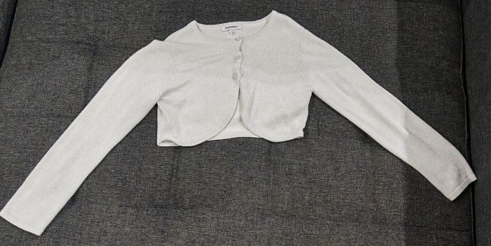Gilet gris pailletée argent 3 pommes taille 4-5ans