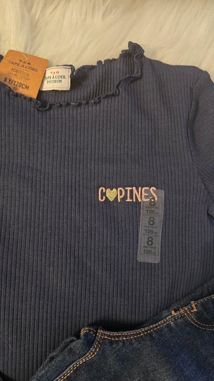 Neufs (non portés)🏷🤩🩷🩷superbe  ensemble teeshirt ml et jeans 8 ans fille 🤩🥰 - photo numéro 5