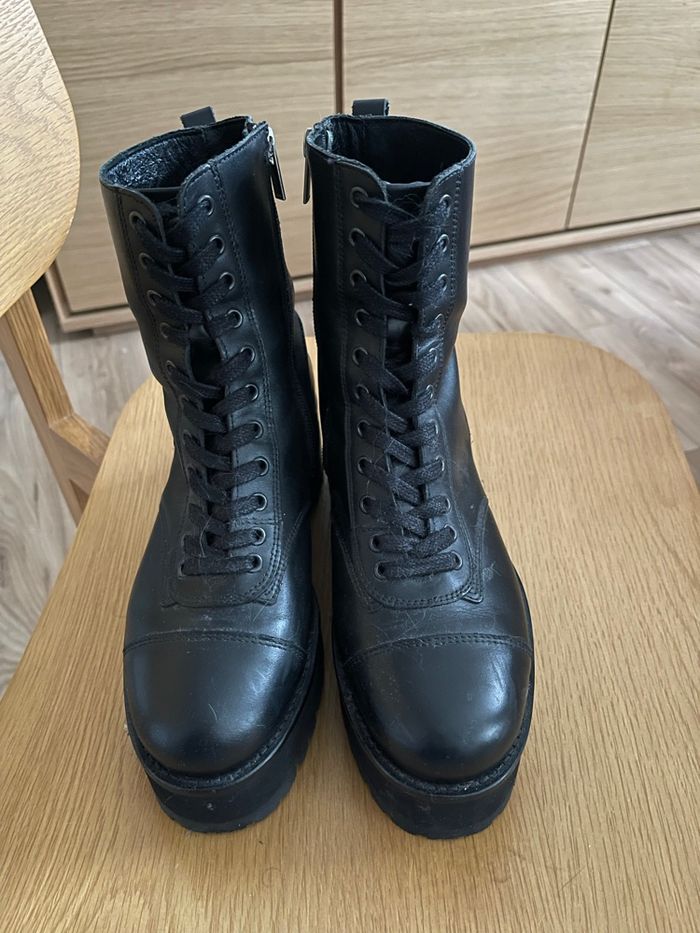 Bottines The Kooples en cuir noires T38 - photo numéro 4