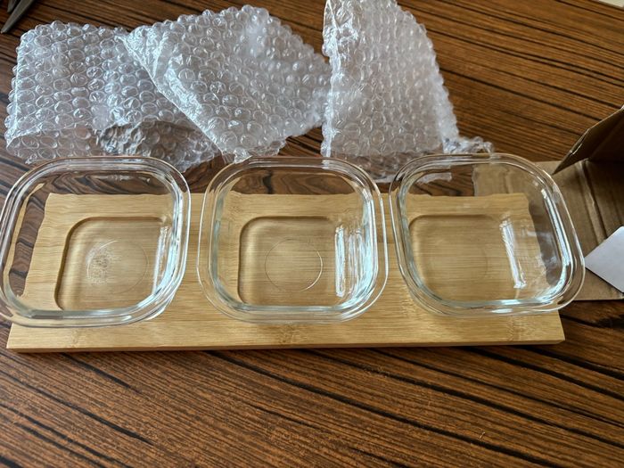 Set pour l’apéritif : plateau en bambou et 3 bols en verre - photo numéro 6