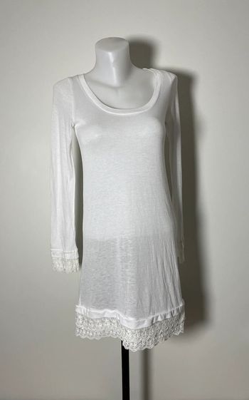 Robe blanche dentelle manches longues an’ge