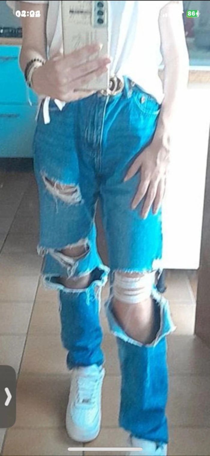 👖 Jean Mom Fit Troué Vintage – Effet Destroy Tendance - photo numéro 7