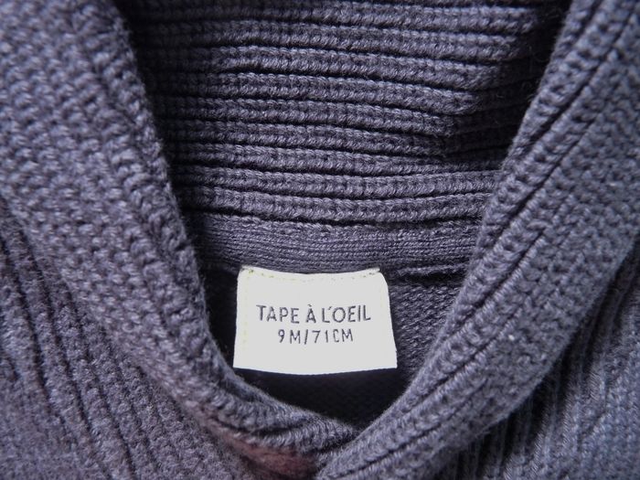 Pull col châle tricot marine Tape À L'oeil 9 mois 71 cm garçon - photo numéro 3