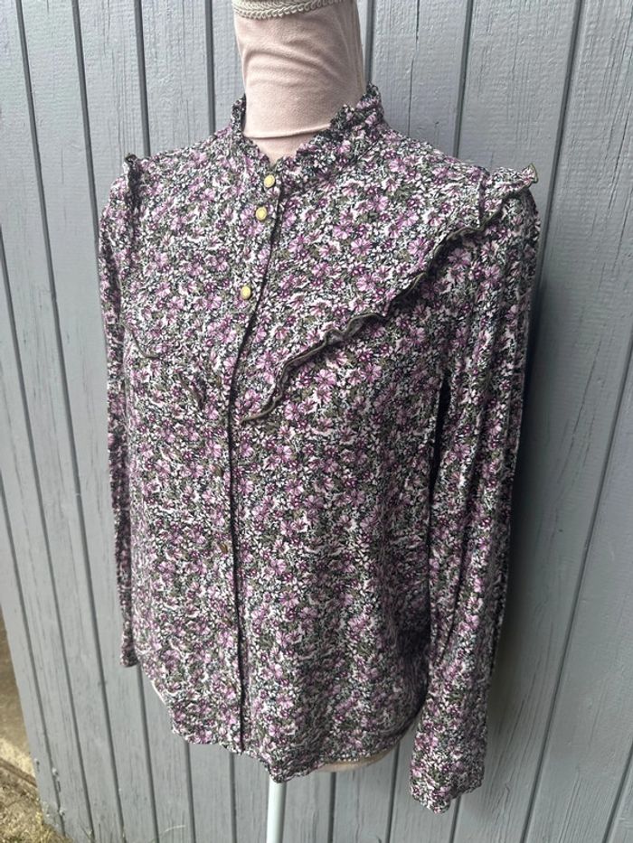 Blouse manches longues légère été fleuri colorée promod 40/L - photo numéro 3
