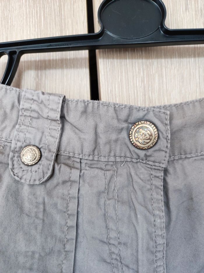 Pantalon toile cargo gris brodé 5 ans - photo numéro 3
