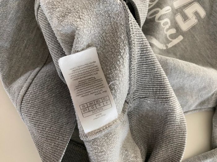 Pull fin capuche gris 10 ans - photo numéro 3