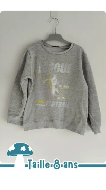 🍄 Sweat gris chiné ▪ 8 ans