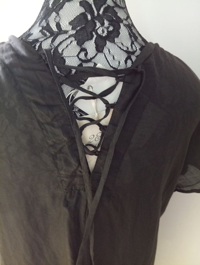 Jolie robe tunique décos perles légèrement transparente indiqué S peut aller à un 38 Coton/soie - photo numéro 6