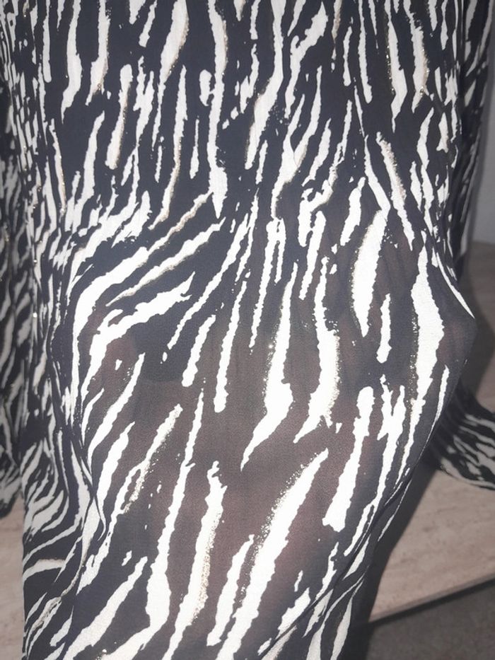 Blouse manches longues transparente💫zébré noire doré 💫Beaucoup store 💫Taille 38-M - photo numéro 4