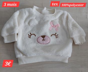 Pull blanc fille 3 mois 