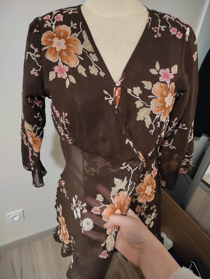 Tunique marron à fleurs - photo numéro 2