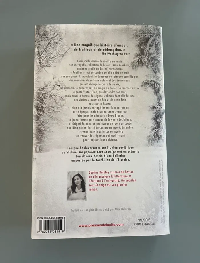 Livre type Roman un papillon sous la neige par Daphne Kalotay - photo numéro 2