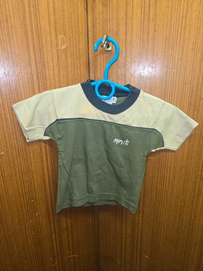 T-shirt bébé garçon Minoti vert et beige