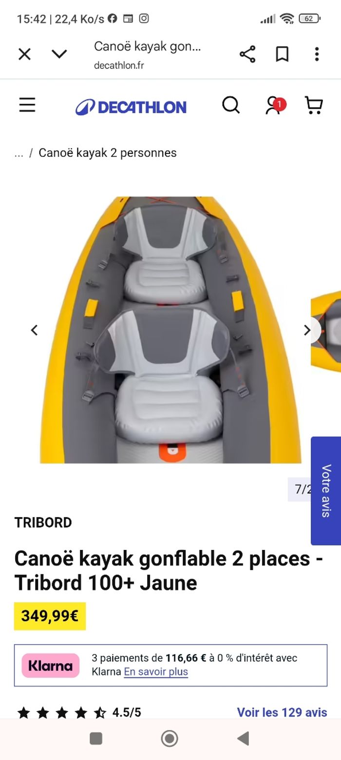 Canoë gonflable Tribord avec accessoires. - photo numéro 3