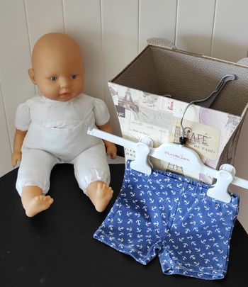 Short bébé garçon/fille 18 mois – Taille élastique, motif encre,