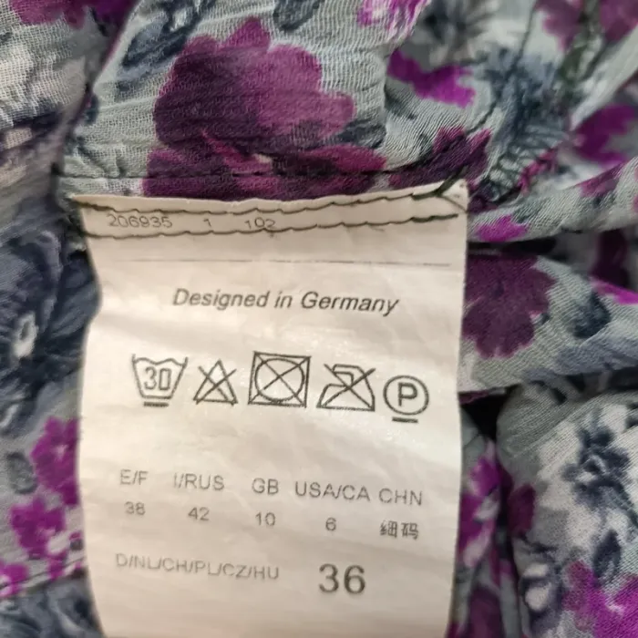 Chemise fluide à fleurs violettes Betty Barclay, coupe longue, légère, taille 36 A1223 - photo numéro 13