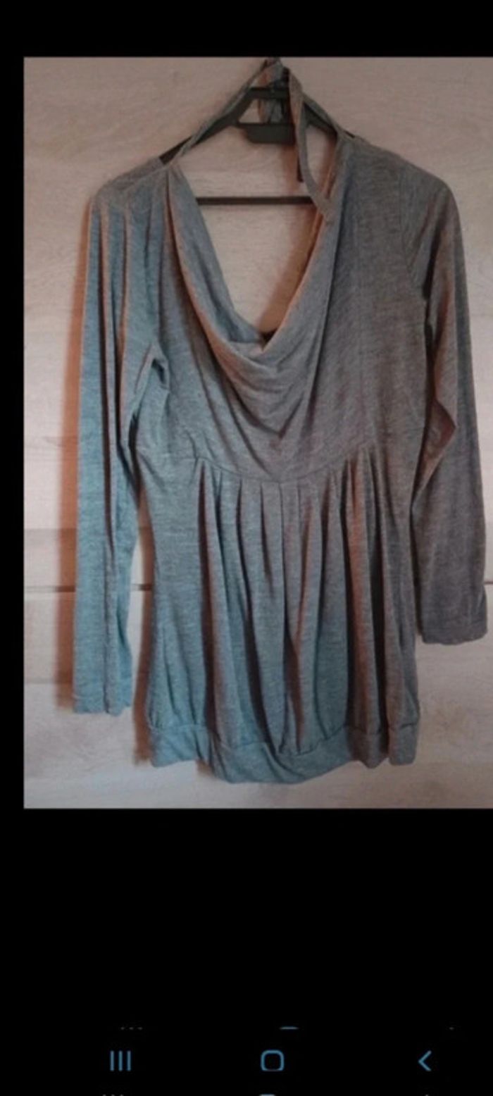 Robe grise Col bénitier manches longues Taille L only