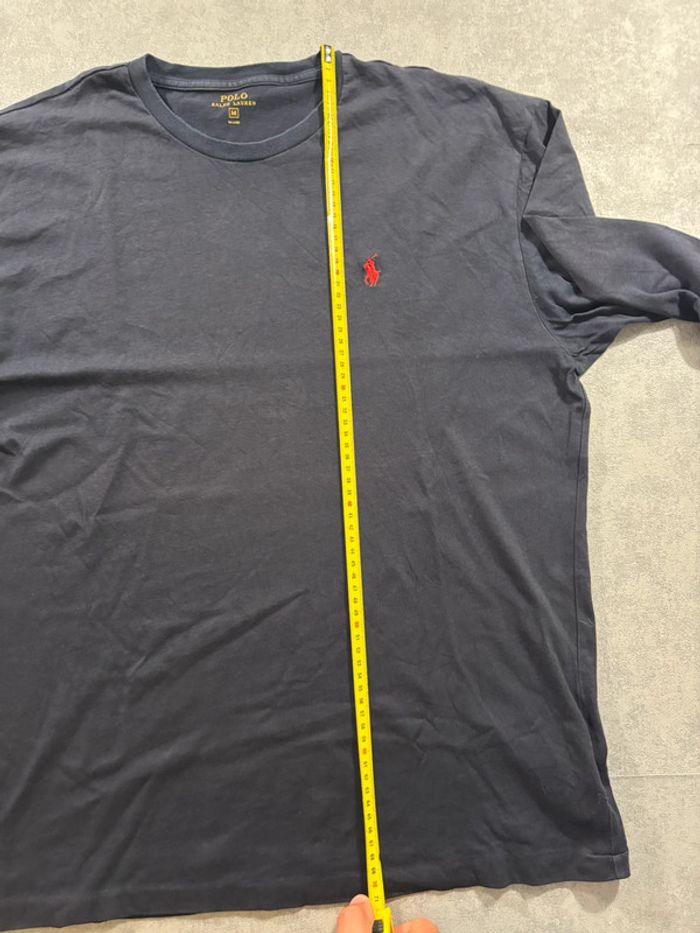 T-shirt manche longue Ralph Lauren Bleu marine logo brodé rouge Taille M - photo numéro 12
