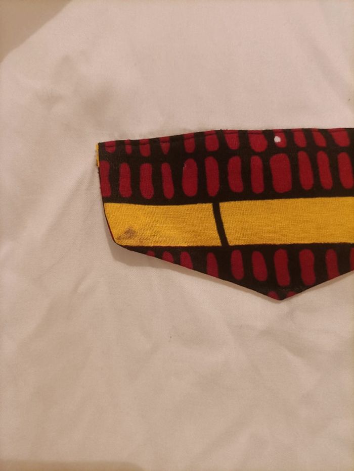 Ensemble chemise blanche + pantalon en madras – Taille 40 - photo numéro 3