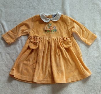 Robe en velours orange (je ne connais pas la marque), Taille 12 mois