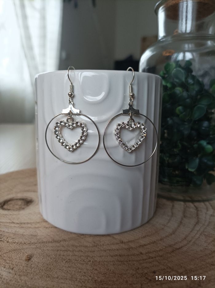 🌺 Boucle d'oreille créoles argentées