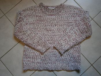 Pull doux chiné blanc/rouge Taille 42