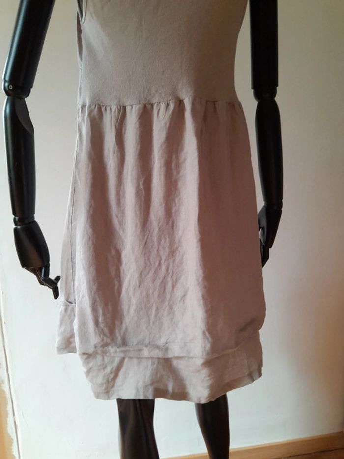 Robe en lin grise Longeur genoux col rond - photo numéro 10