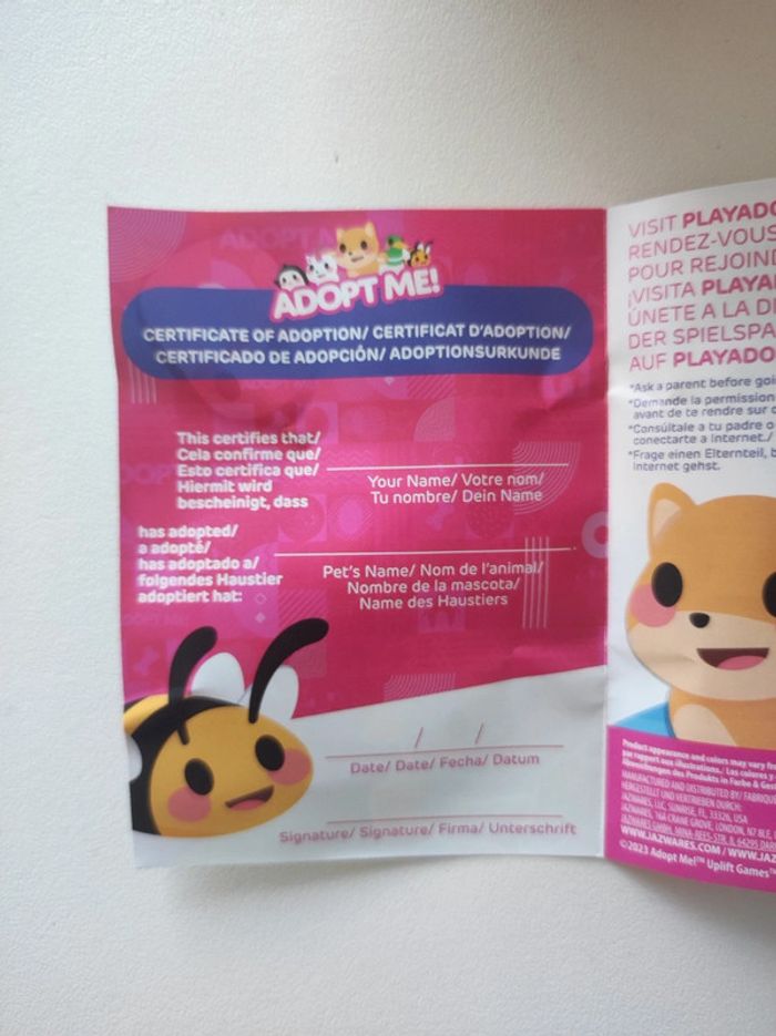 Peluche adopt me Roblox chat - photo numéro 2