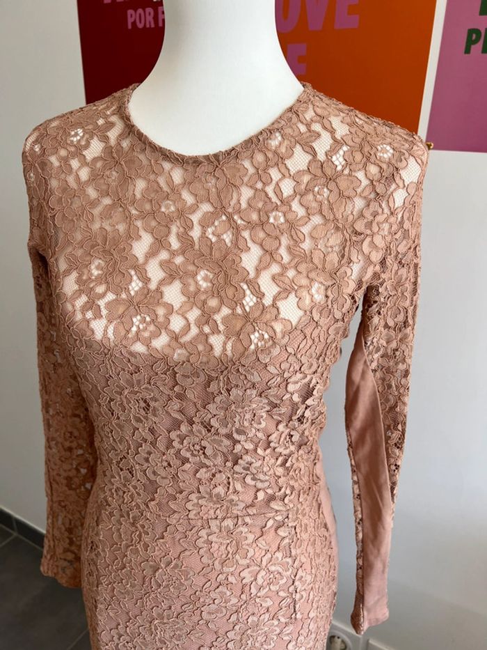 Robe Longue Rose en Dentelle Mango Taille S - photo numéro 2