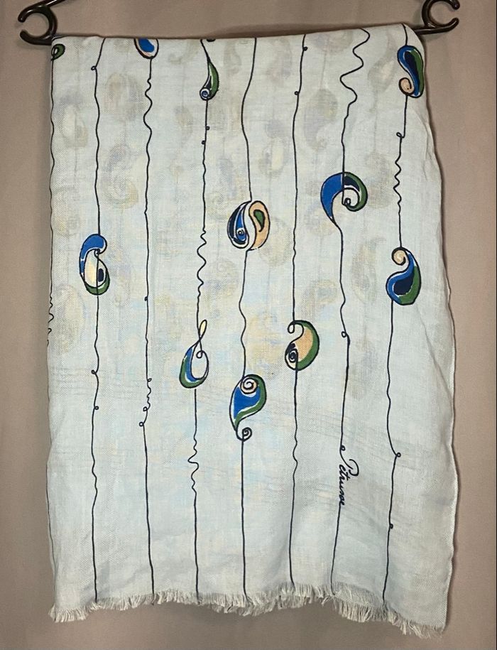 Écharpe à motifs »Petrusse »bleu ciel et multicolore