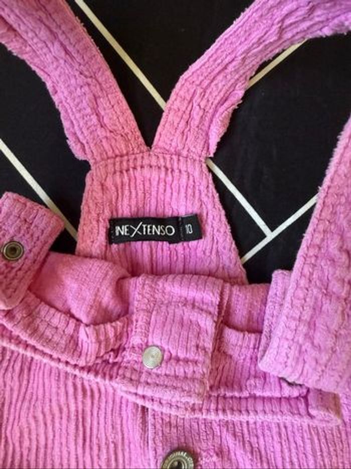 Lot fille 10 ans – Robe salopette rose + veste en jean sans manches - photo numéro 4