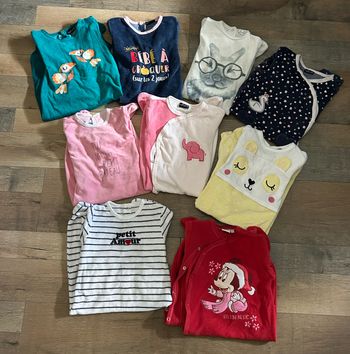 Lot pyjamas velours bébé fille 12 mois