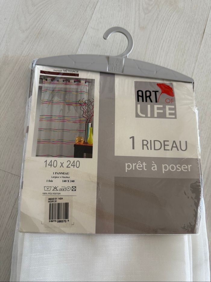 Rideau Voilage rayure noir gris 140 x 240 cm neuf - photo numéro 5