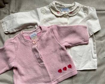 Ensemble 6m chemisier cœur et gilet Jacadi