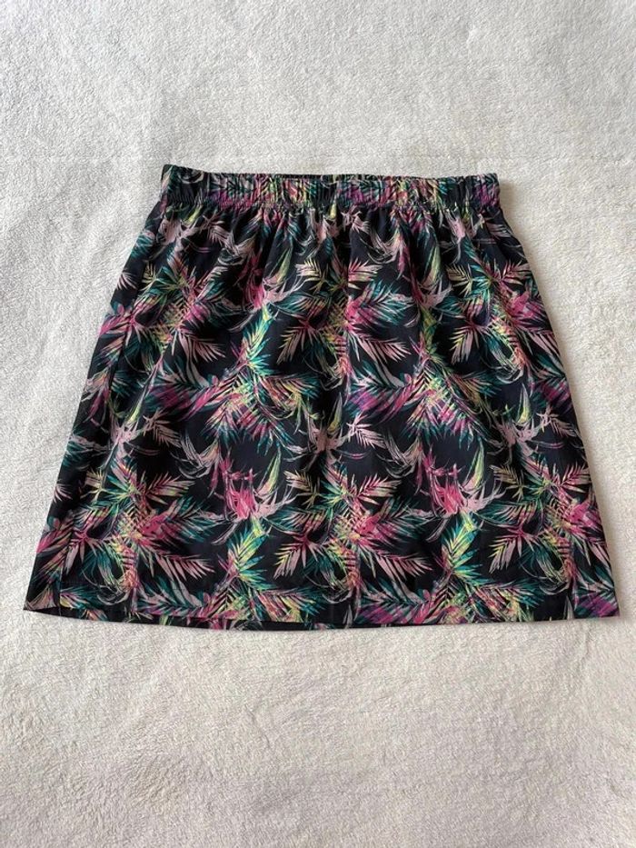 Jupe fluide doublée motifs fleurs colorées été ceinture élastique